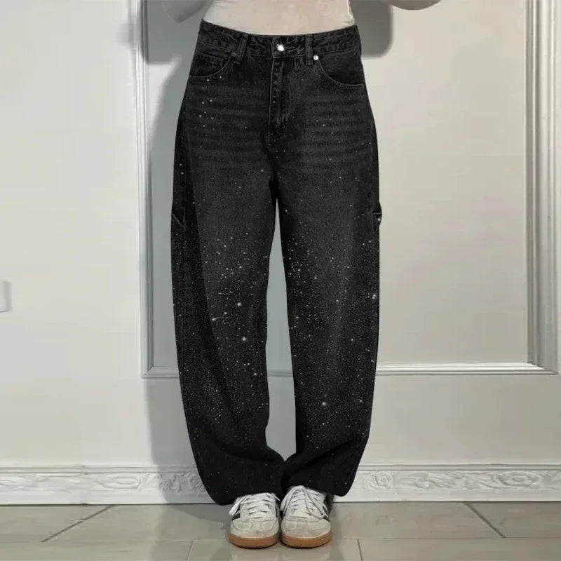Nova-Stone Baggy Rhinestone Jeans