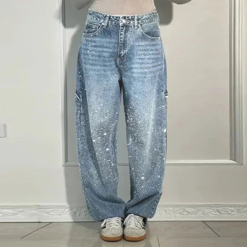 Nova-Stone Baggy Rhinestone Jeans