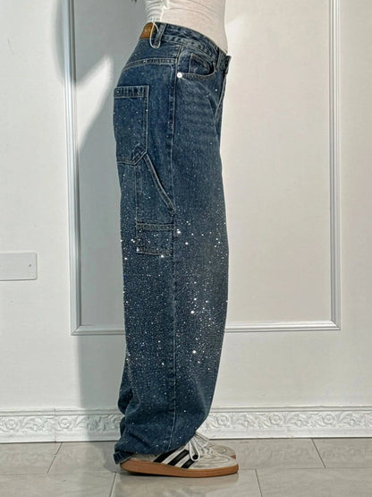 Nova-Stone Baggy Rhinestone Jeans