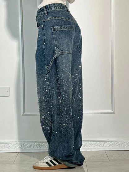 Nova-Stone Baggy Rhinestone Jeans