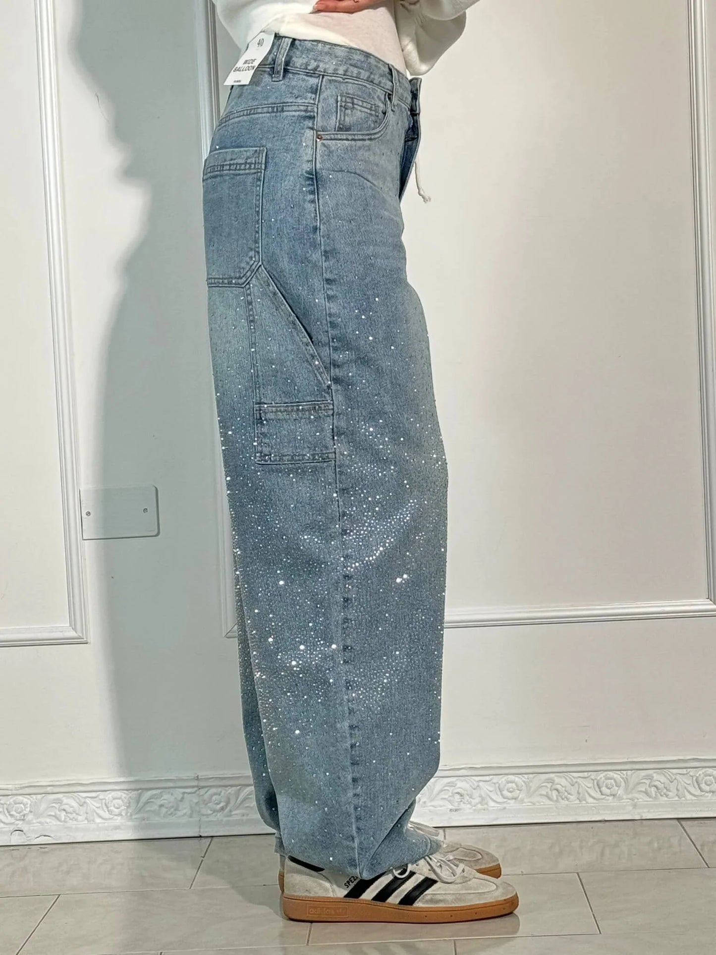 Nova-Stone Baggy Rhinestone Jeans