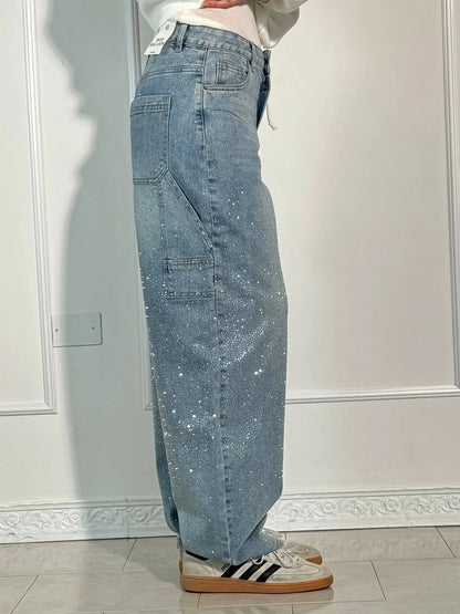 Nova-Stone Baggy Rhinestone Jeans