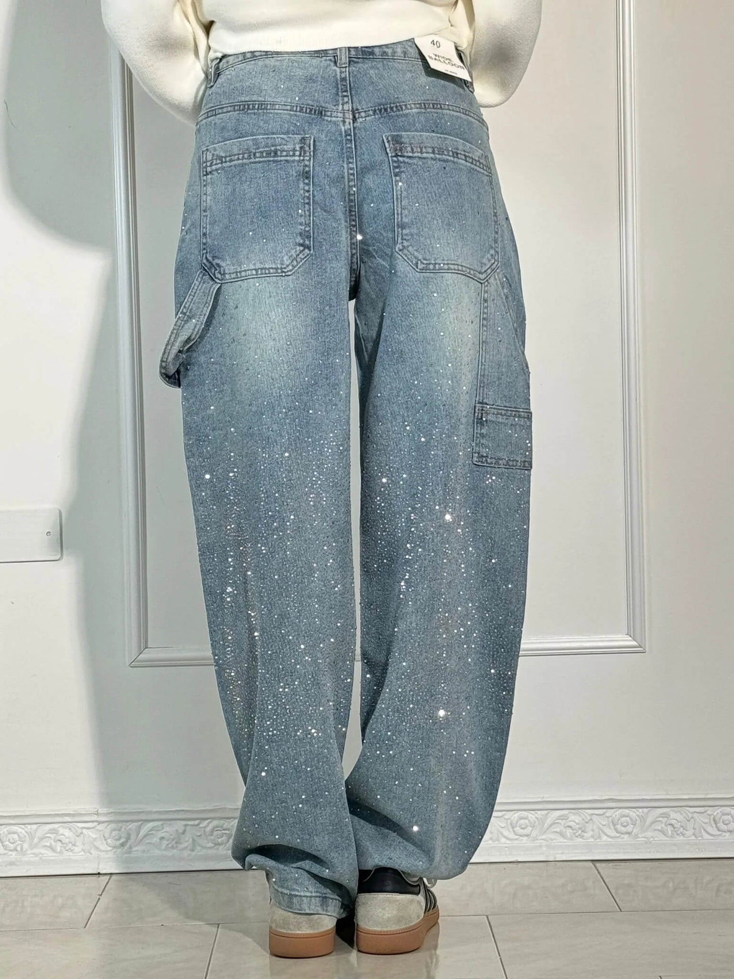 Nova-Stone Baggy Rhinestone Jeans