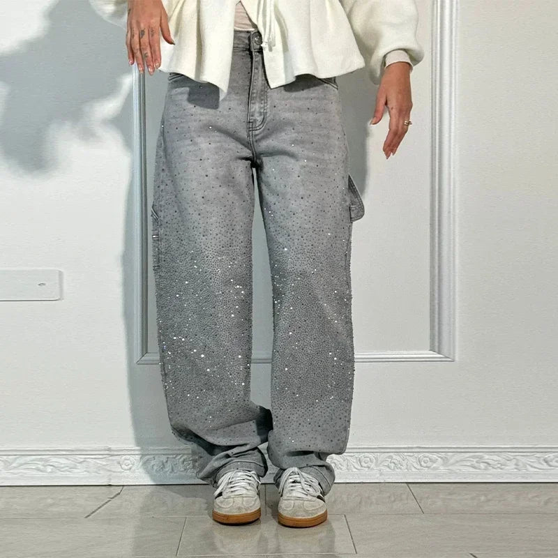 Nova-Stone Baggy Rhinestone Jeans