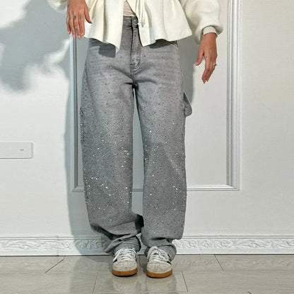 Nova-Stone Baggy Rhinestone Jeans